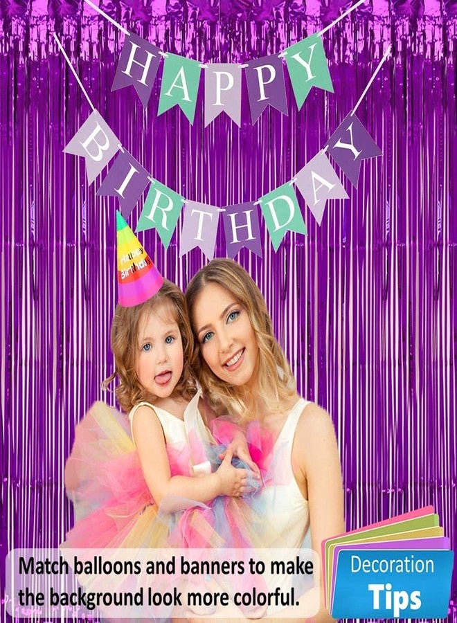 في - فليك إن ستارة FI - FLICK IN الأرجوانية المصنوعة من رقائق معدنية لتزيين الحفلات، وخلفية ستارة لتزيين أعياد الميلاد، والذكرى السنوية، وحفلات توديع العزوبية (عبوة من قطعتين) - Image 3